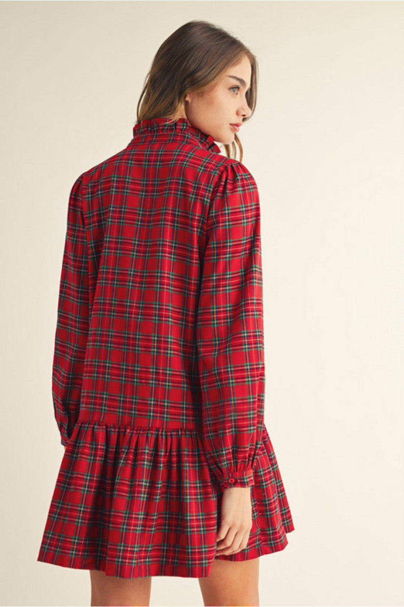 Holiday Plaid Ruffle Dress