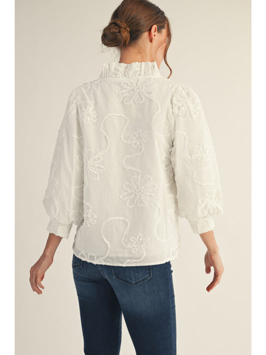 Blossom Embroidered Button-Down Blouse
