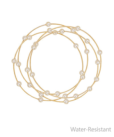 Delicate Pearl Wire Bangles