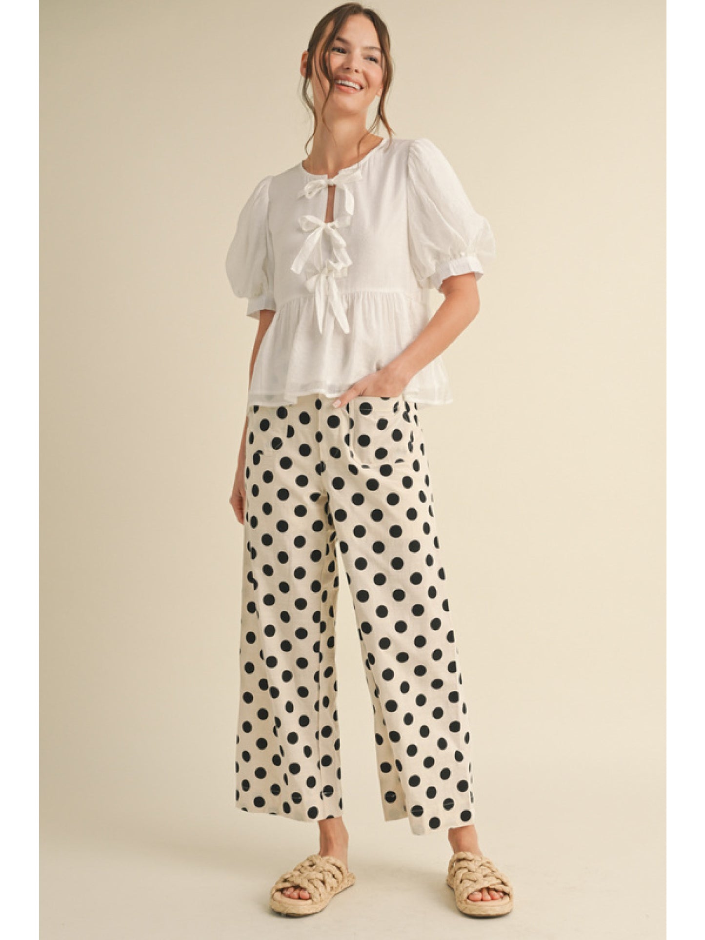 Polka Dot Wide-Leg Pants