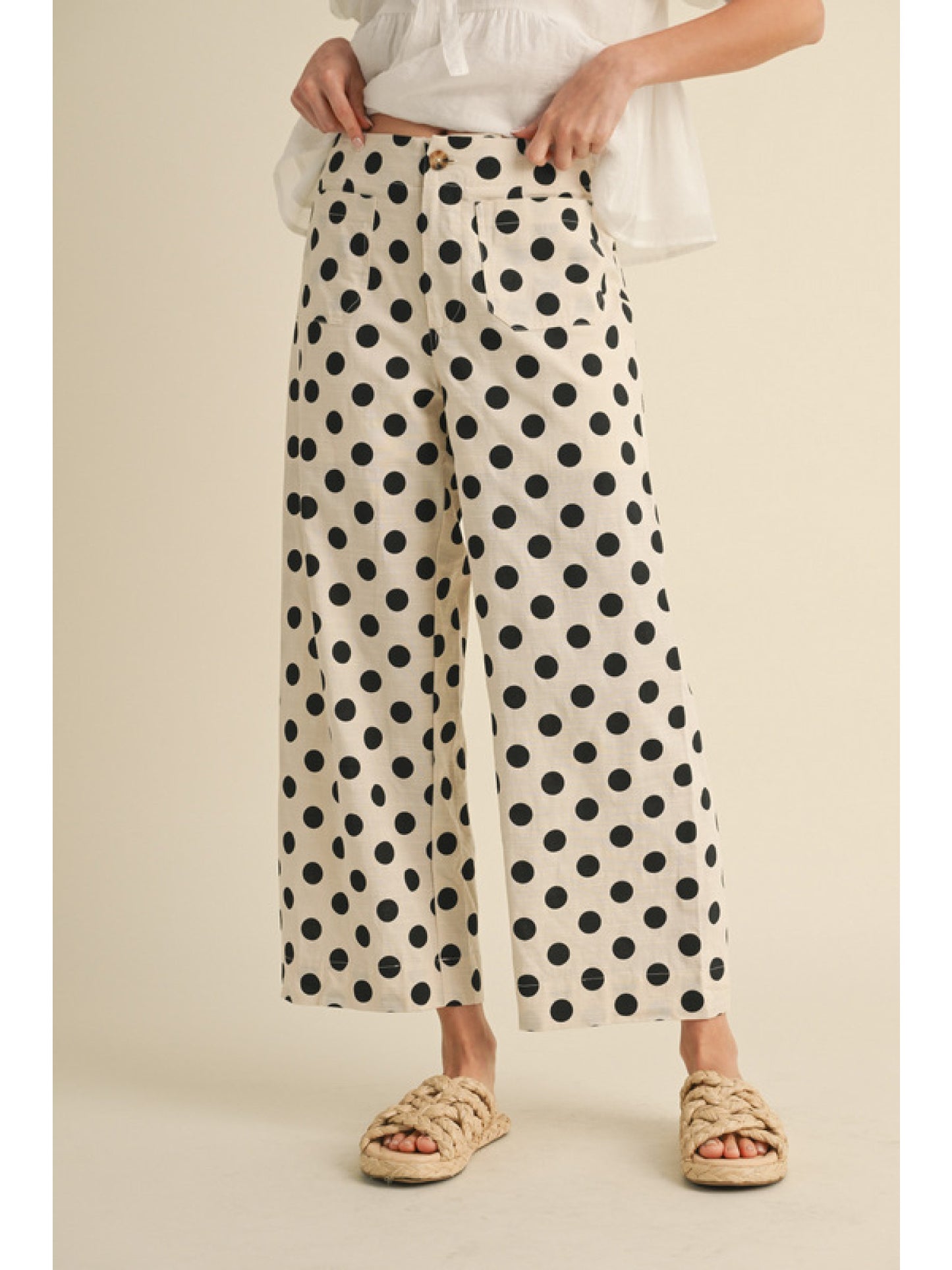 Polka Dot Wide-Leg Pants