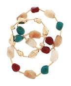 Three row pebble and bar bracelet