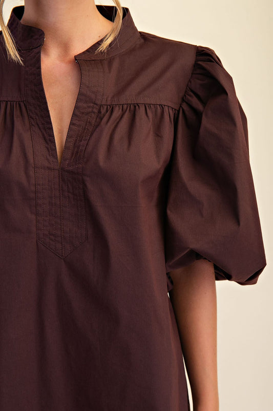 Bubble Sleeve Mini Dress