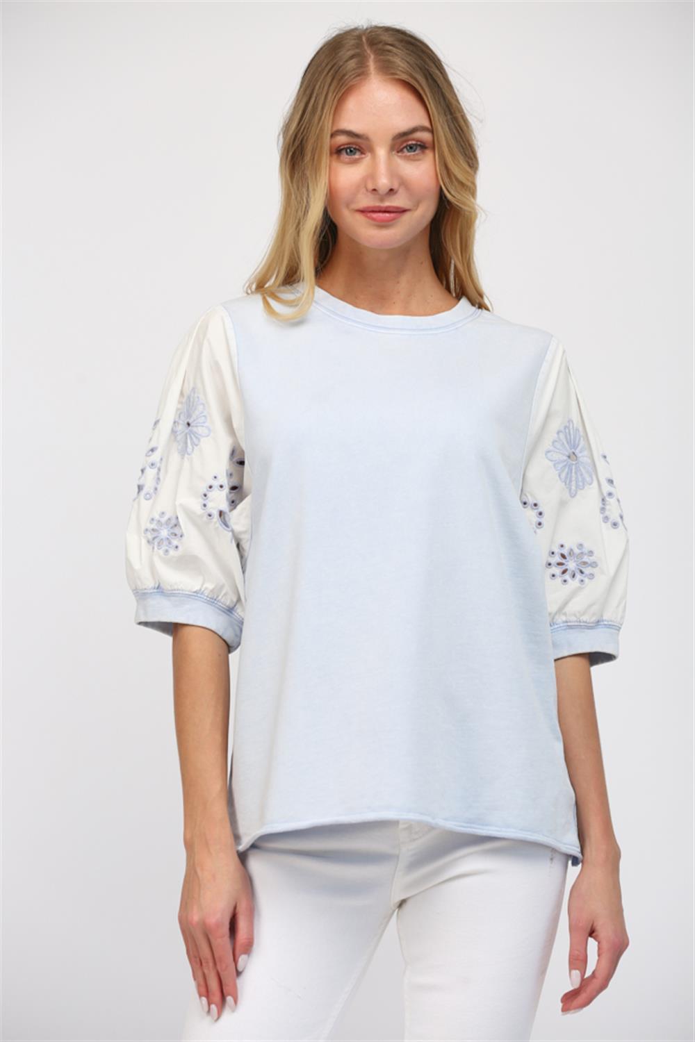 Cotton Lightly puff off shoulder top