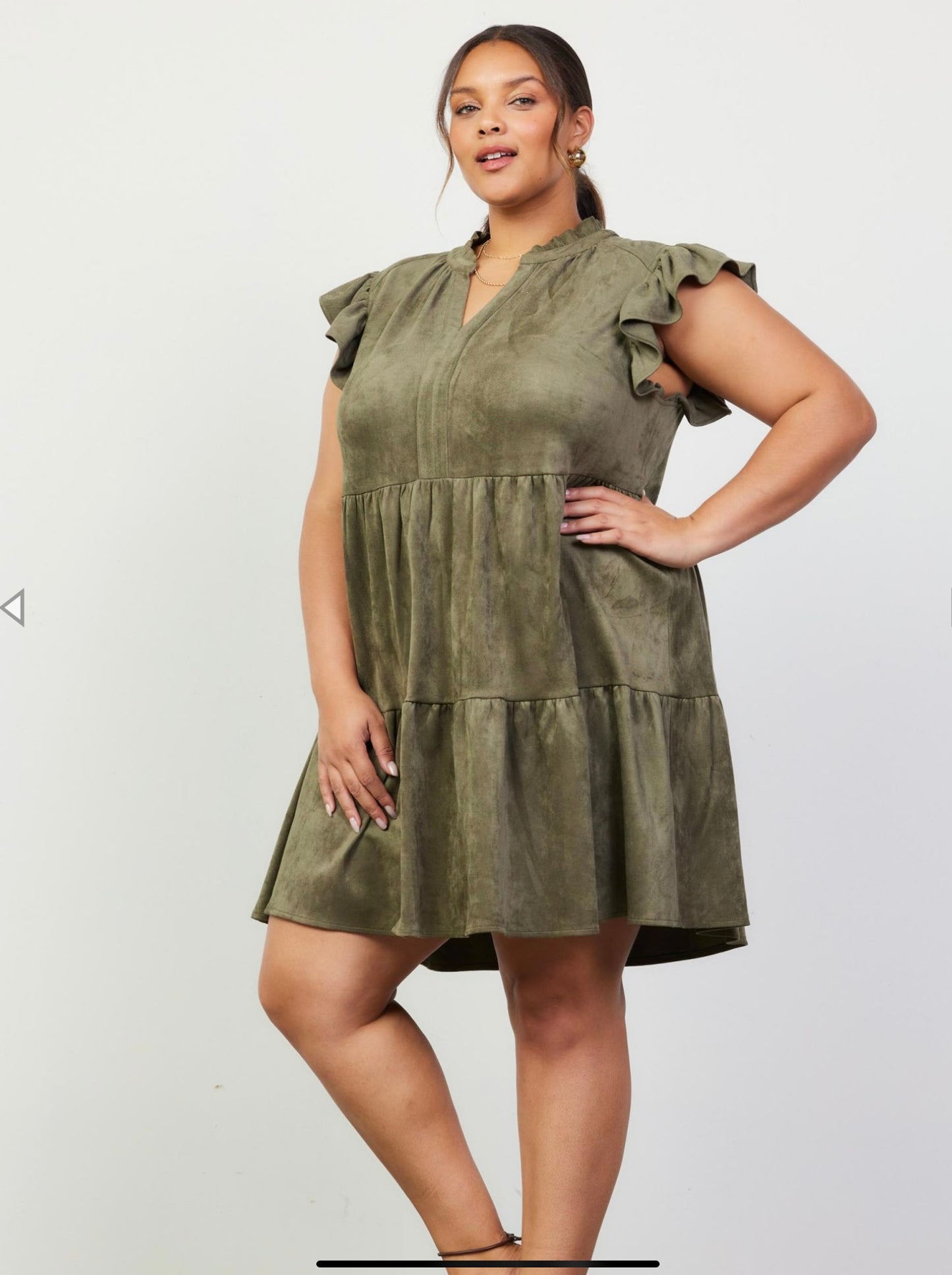 Olive Suede Dress