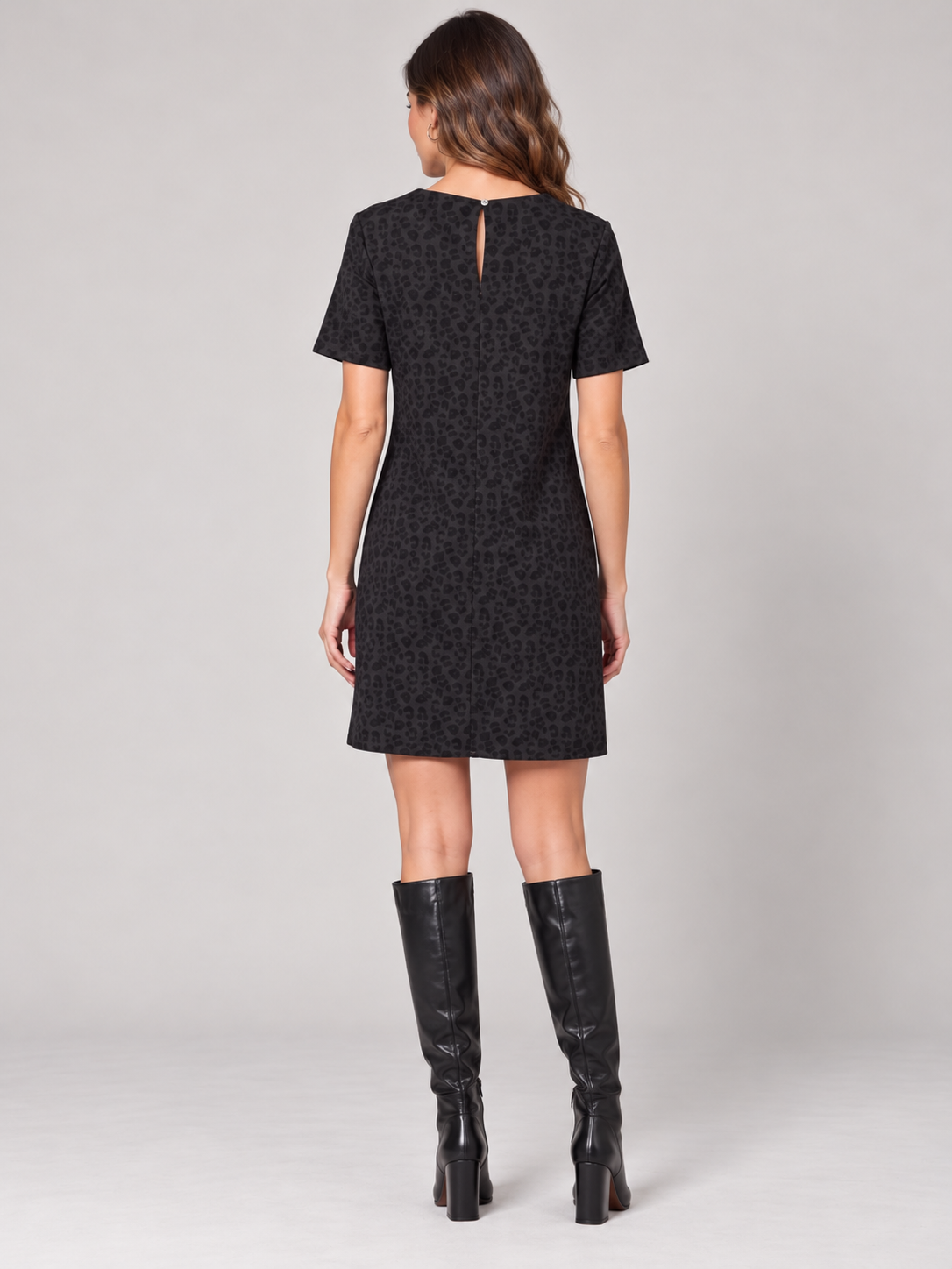The Vespera Midnight Leopard Shift Dress