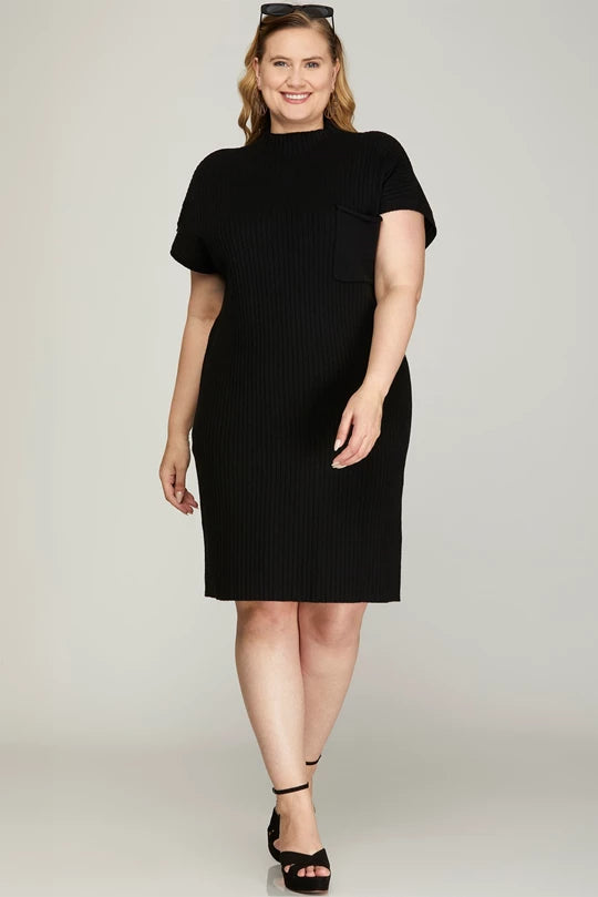 Drop shoulder mock neck sweater