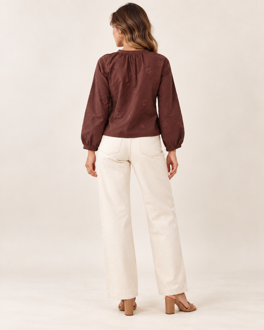 Cocoa Meadow Embroidered Blouse
