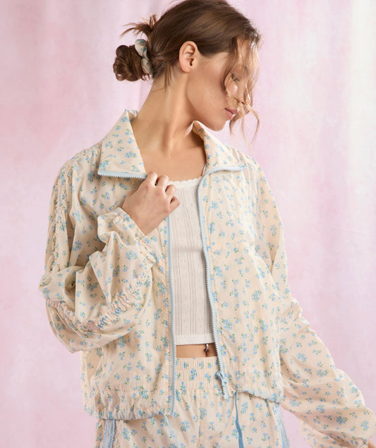 Blue floral windbreaker