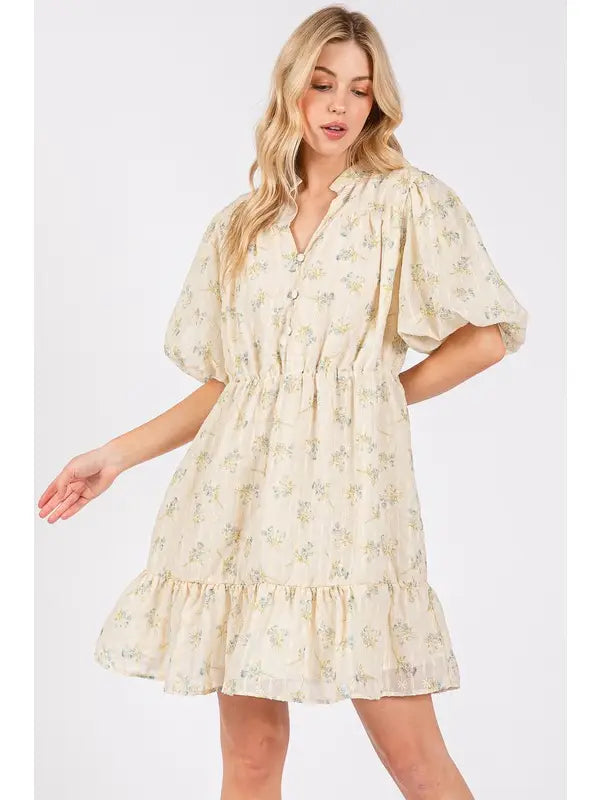 Yellow Floral Mini Dress