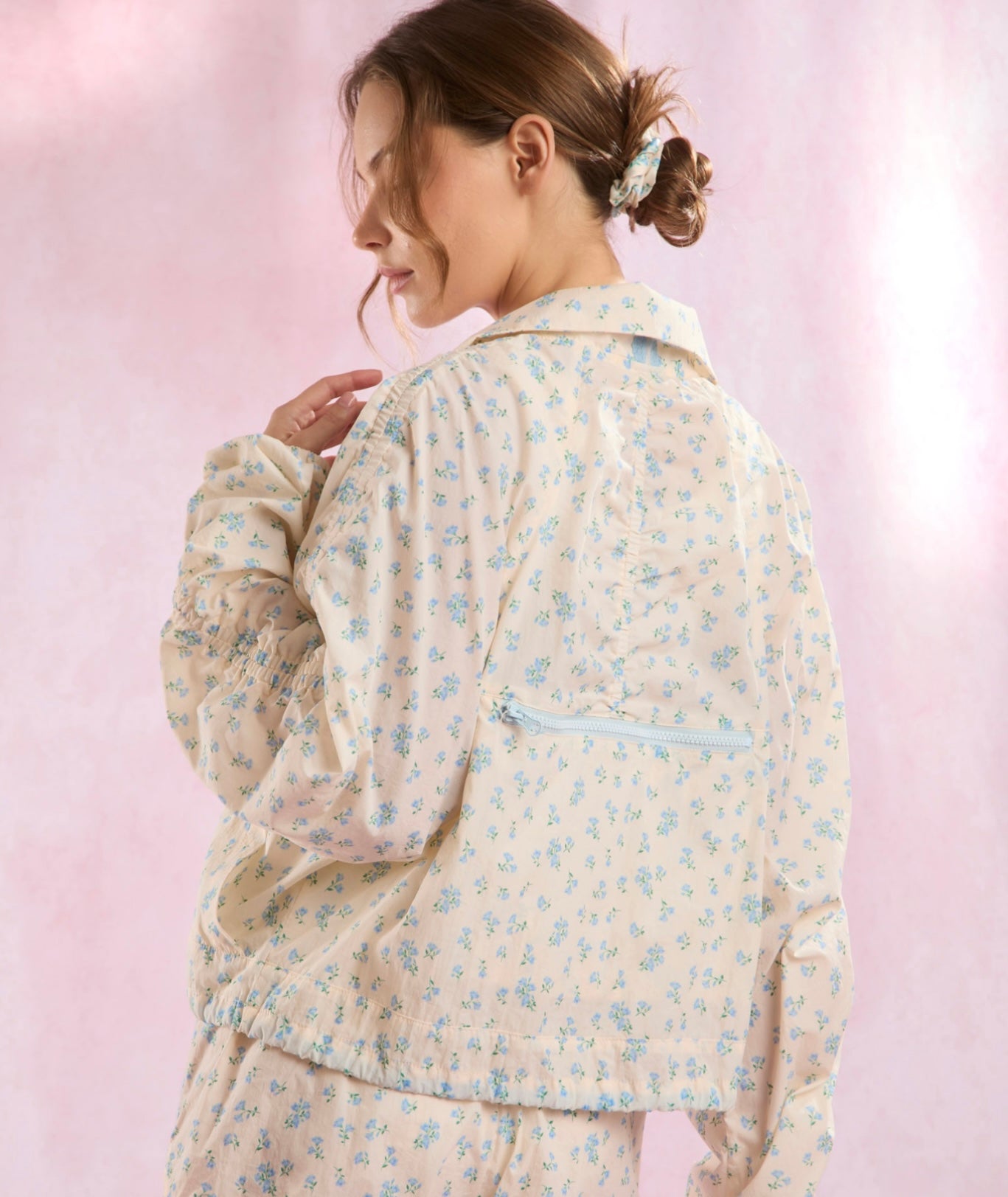 Blue floral windbreaker