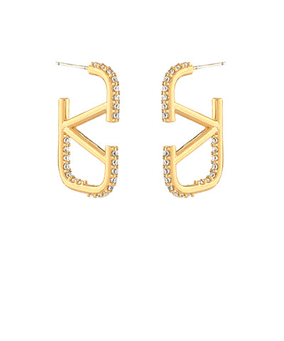 Geometric Gold Hoops with Crystals