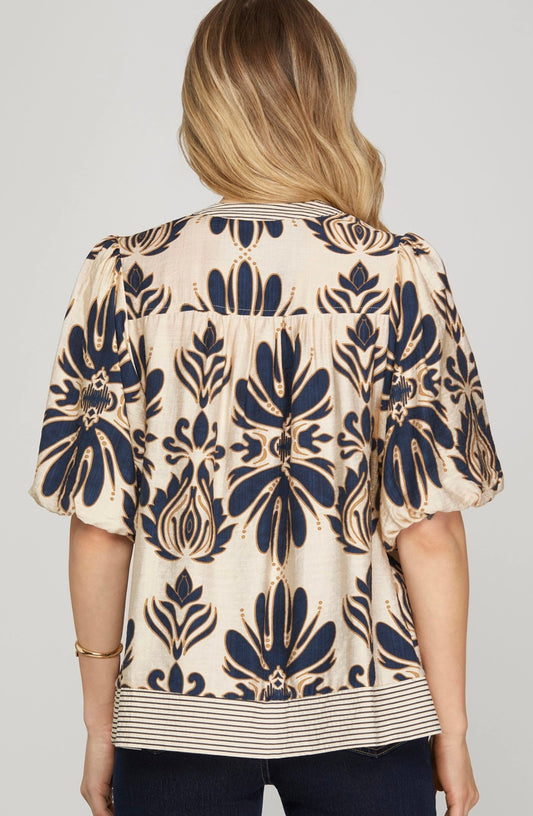 Boho Bloom Puff Sleeve Blouse