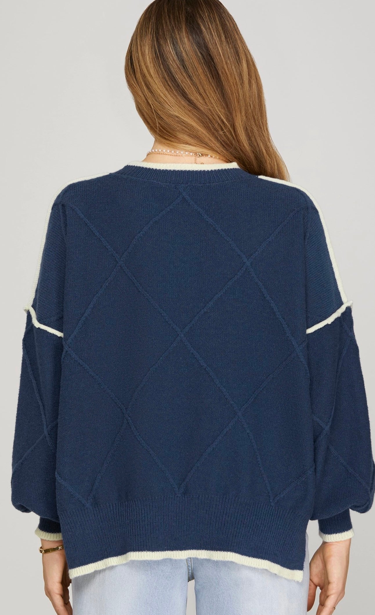 Navy Sweet Bow Knit Sweater