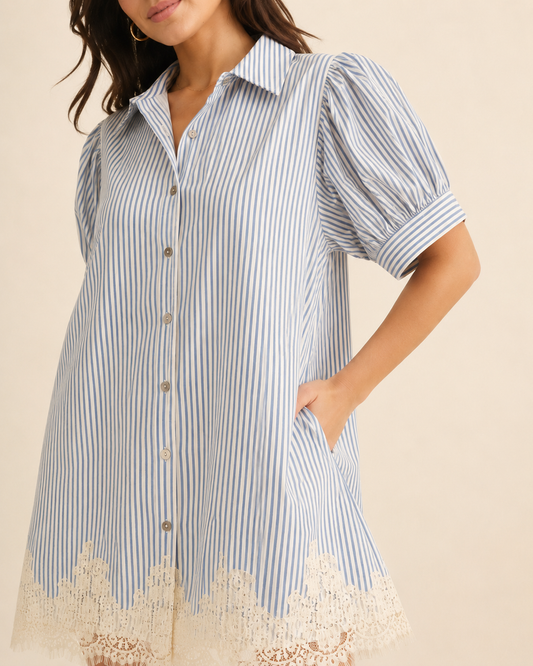 Blue Belle Lace Shirt Dress