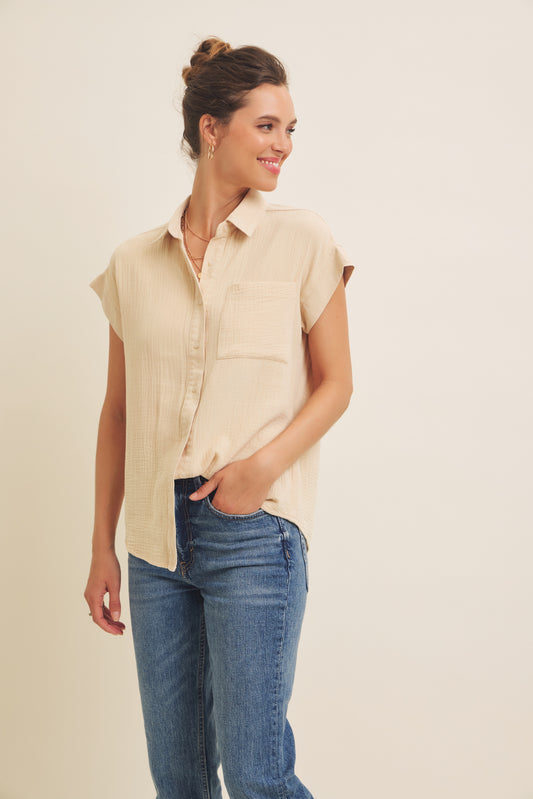 Mineral Washed Gauze Top