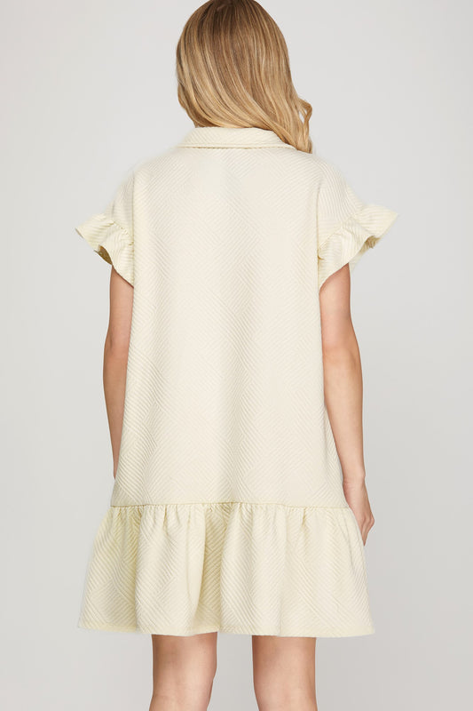 Ivory Ruffle Hem Polo Dress