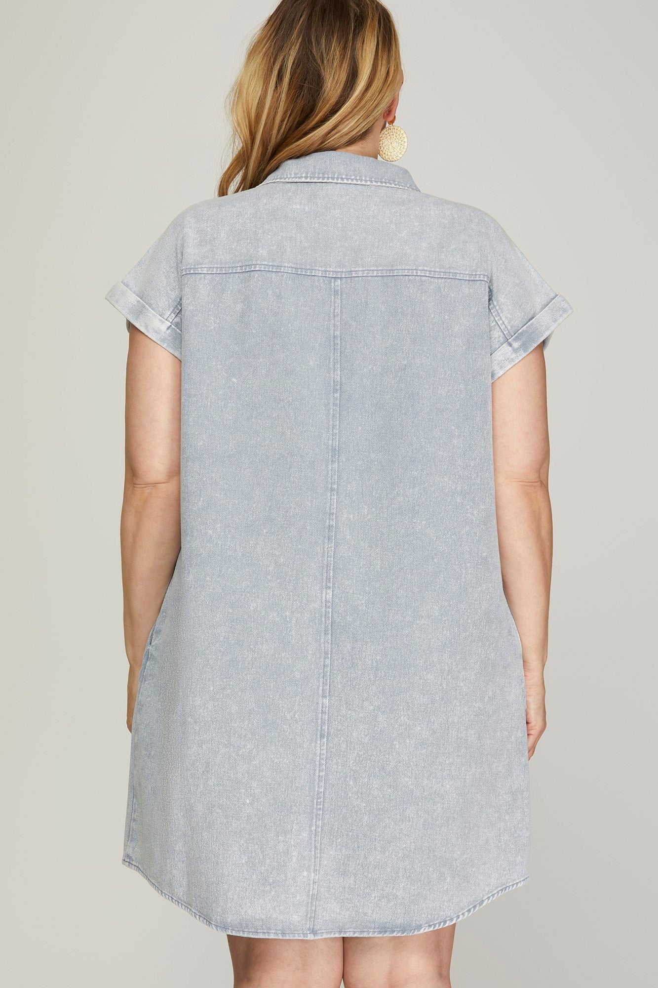 BUTTON DOWN WASHED TWILL SHIRT DRESS