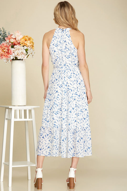 Sleeveless Print Midi Dress