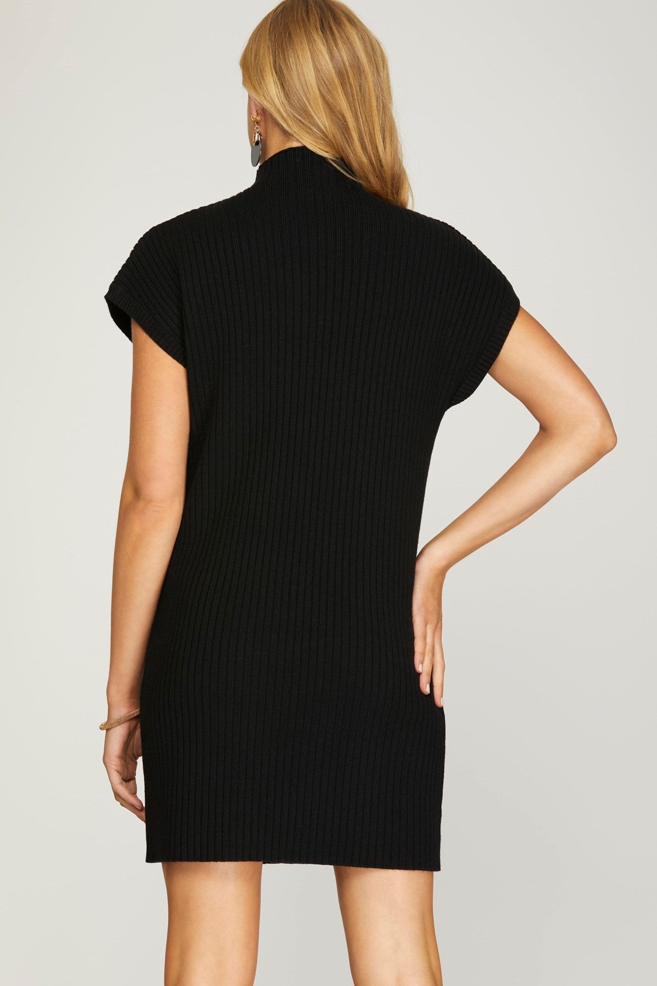 Drop shoulder mock neck sweater