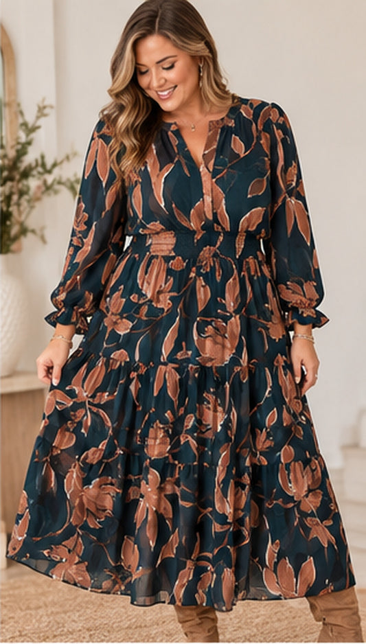 The Rosalie Midnight Bloom Midi Dress