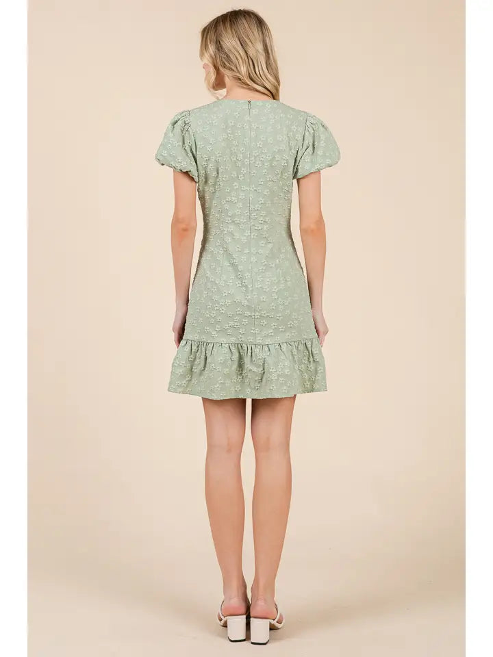White Jacquard Peplum Dress