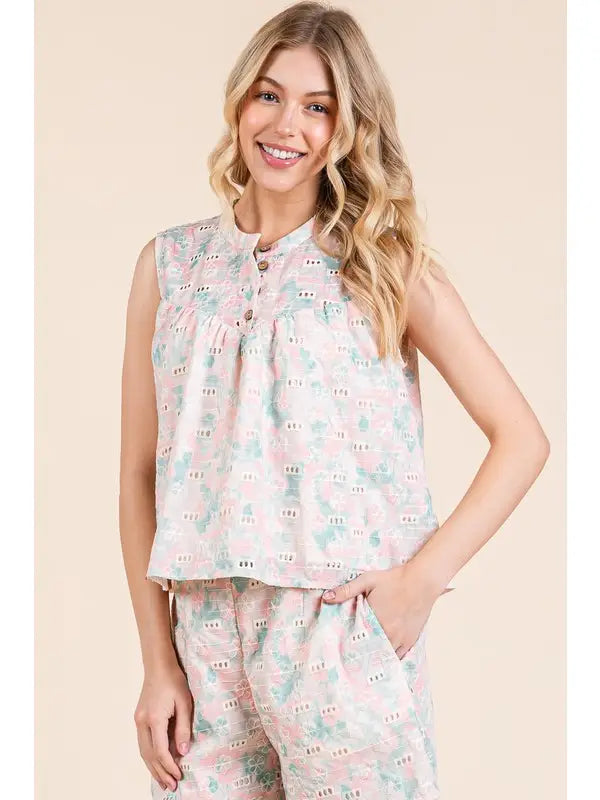 Pastel Printed Two-Piece Set