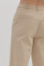 Solid high waisted wide leg ankle length pants