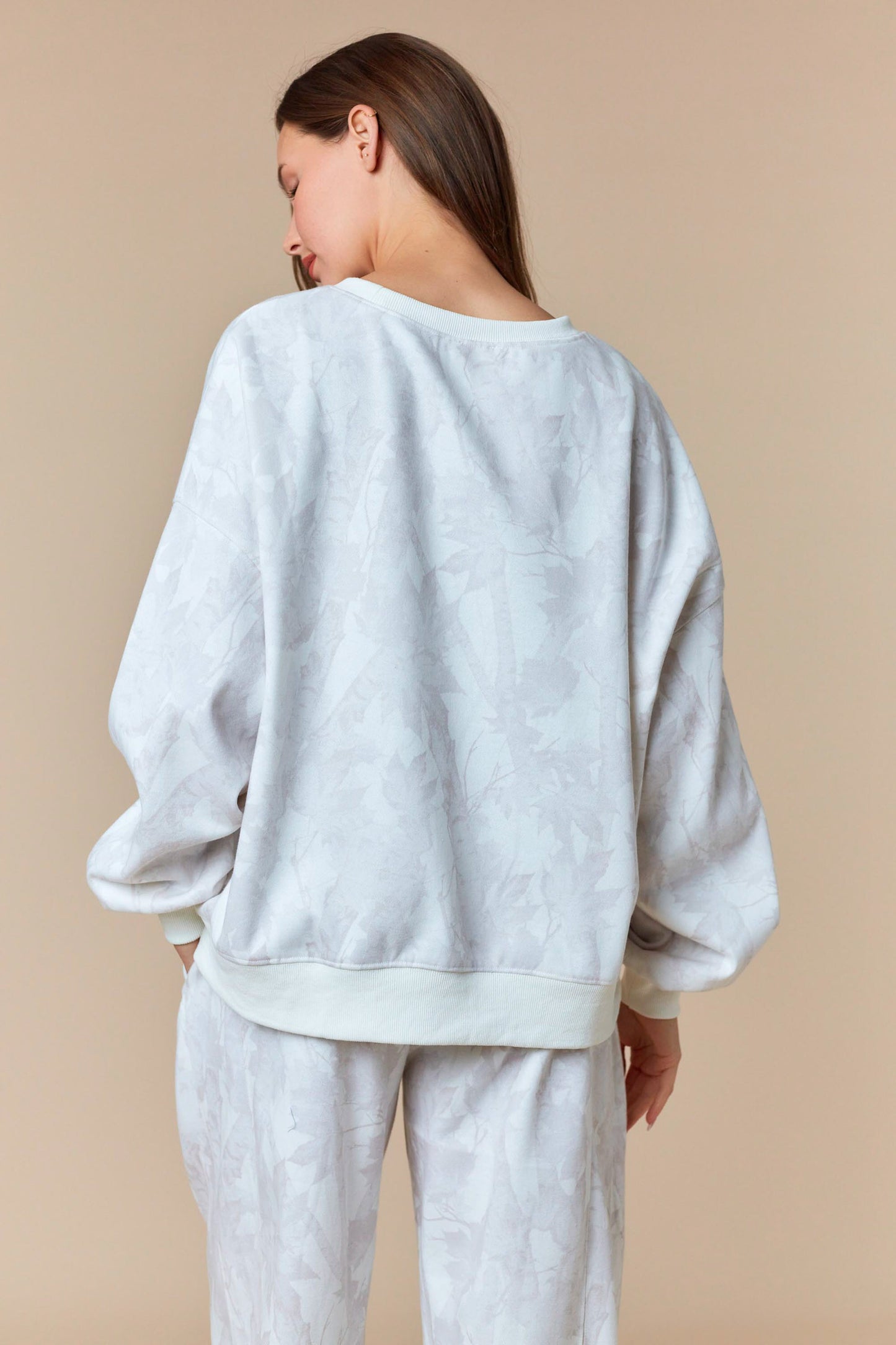 Leaf print Fleece sweater