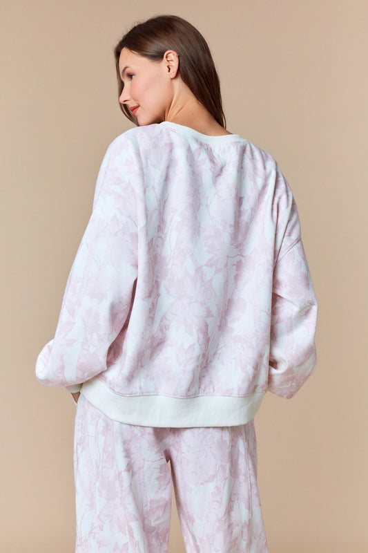 Leaf print Fleece sweater