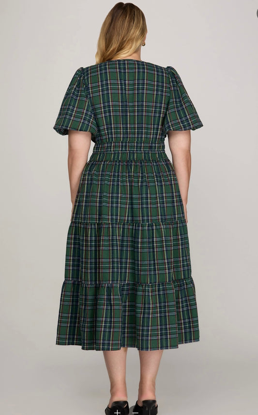 Highland Plaid Midi Dress