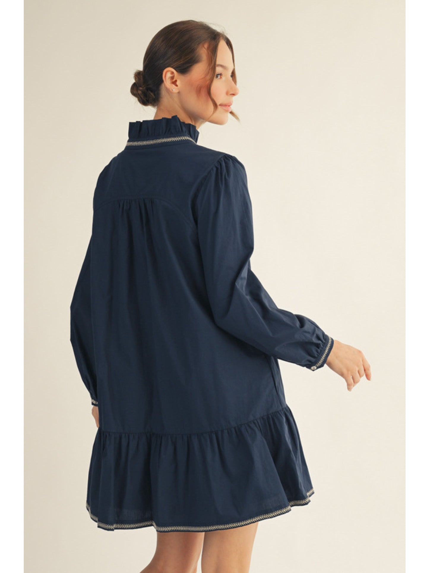Navy Prairie Ruffle Dress