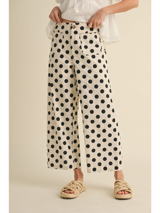 Polka Dot Wide-Leg Pants
