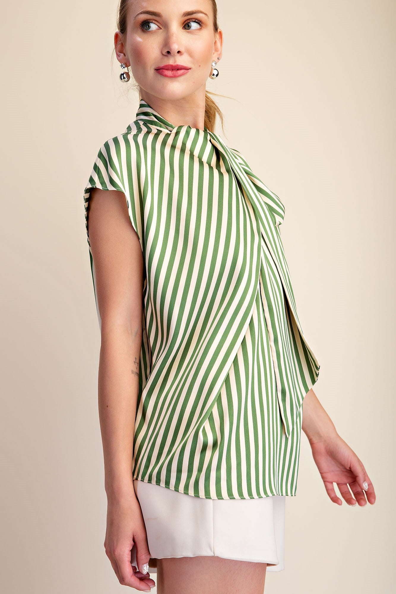 The Green With Envy Tie-Neck Top