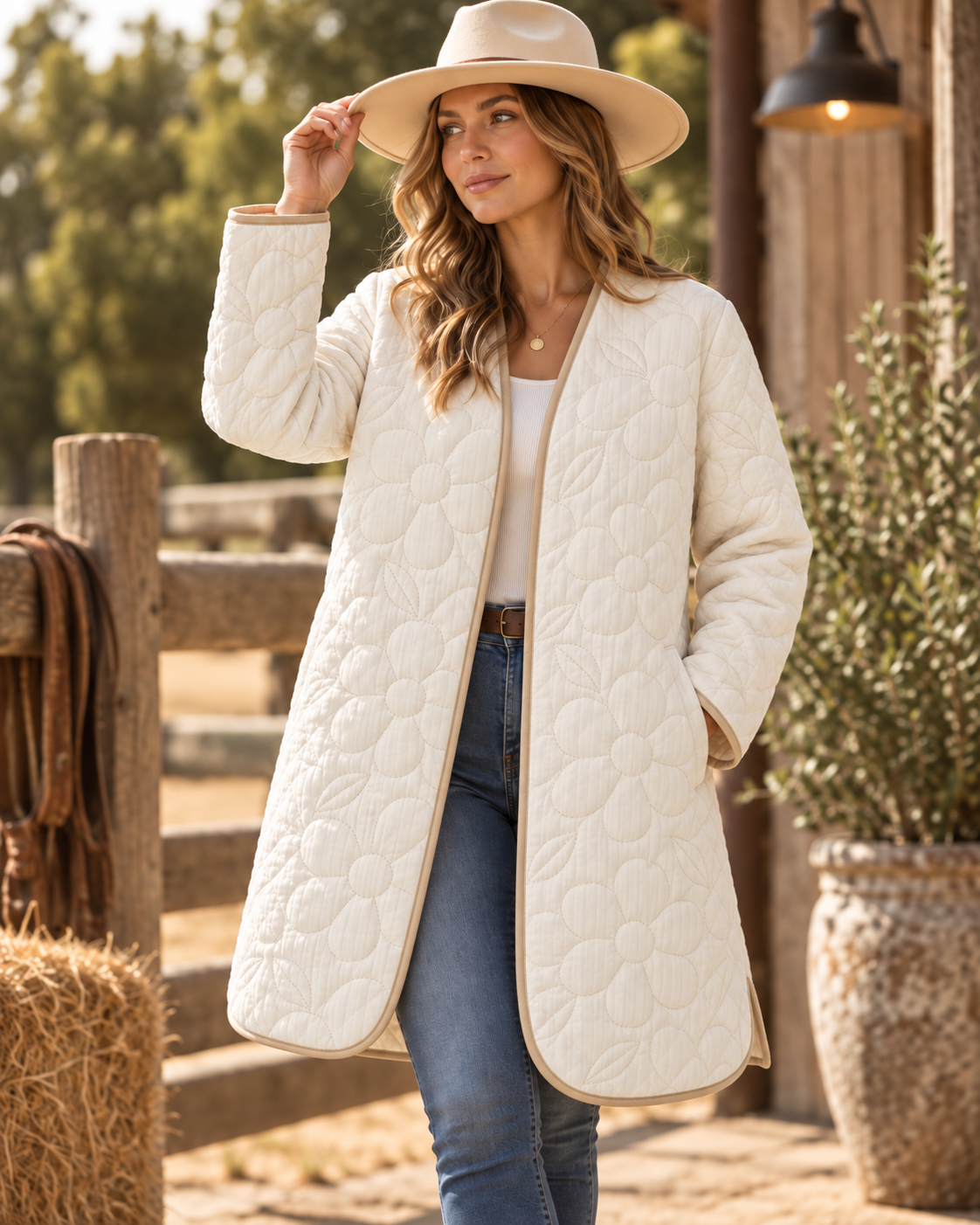 Ivory Bloom Quilted Jacket 🤍🌼