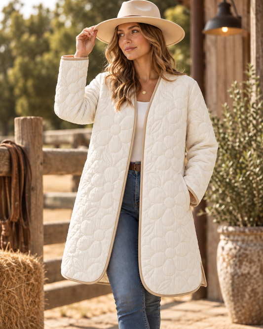 Ivory Bloom Quilted Jacket 🤍🌼
