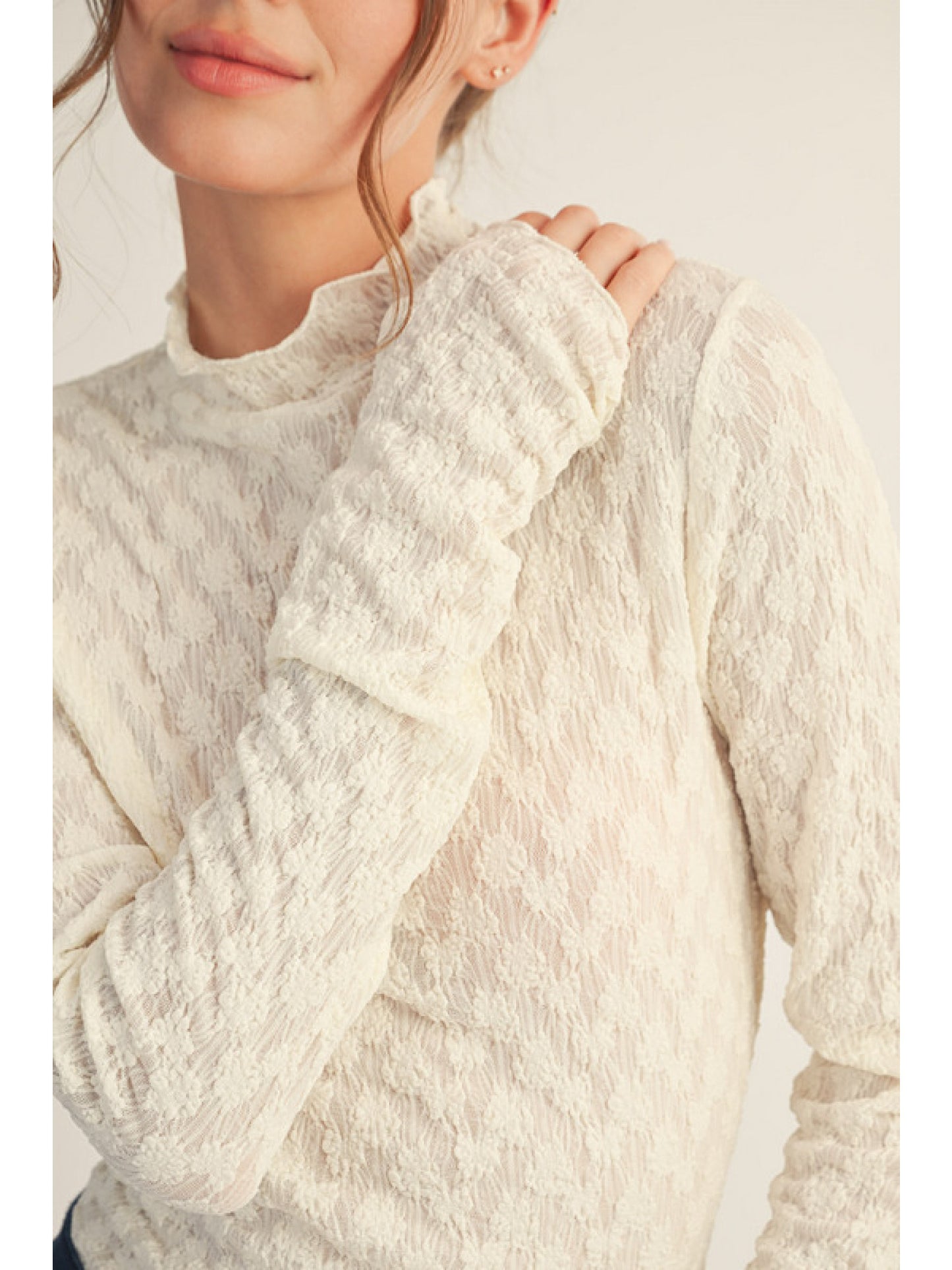 Long sleeve with thumb hole lace top