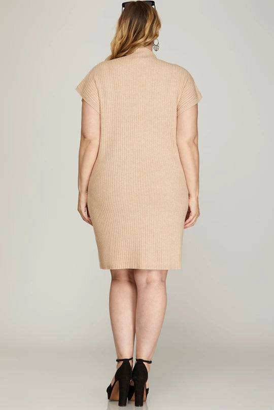 Drop shoulder mock neck sweater with Pockets