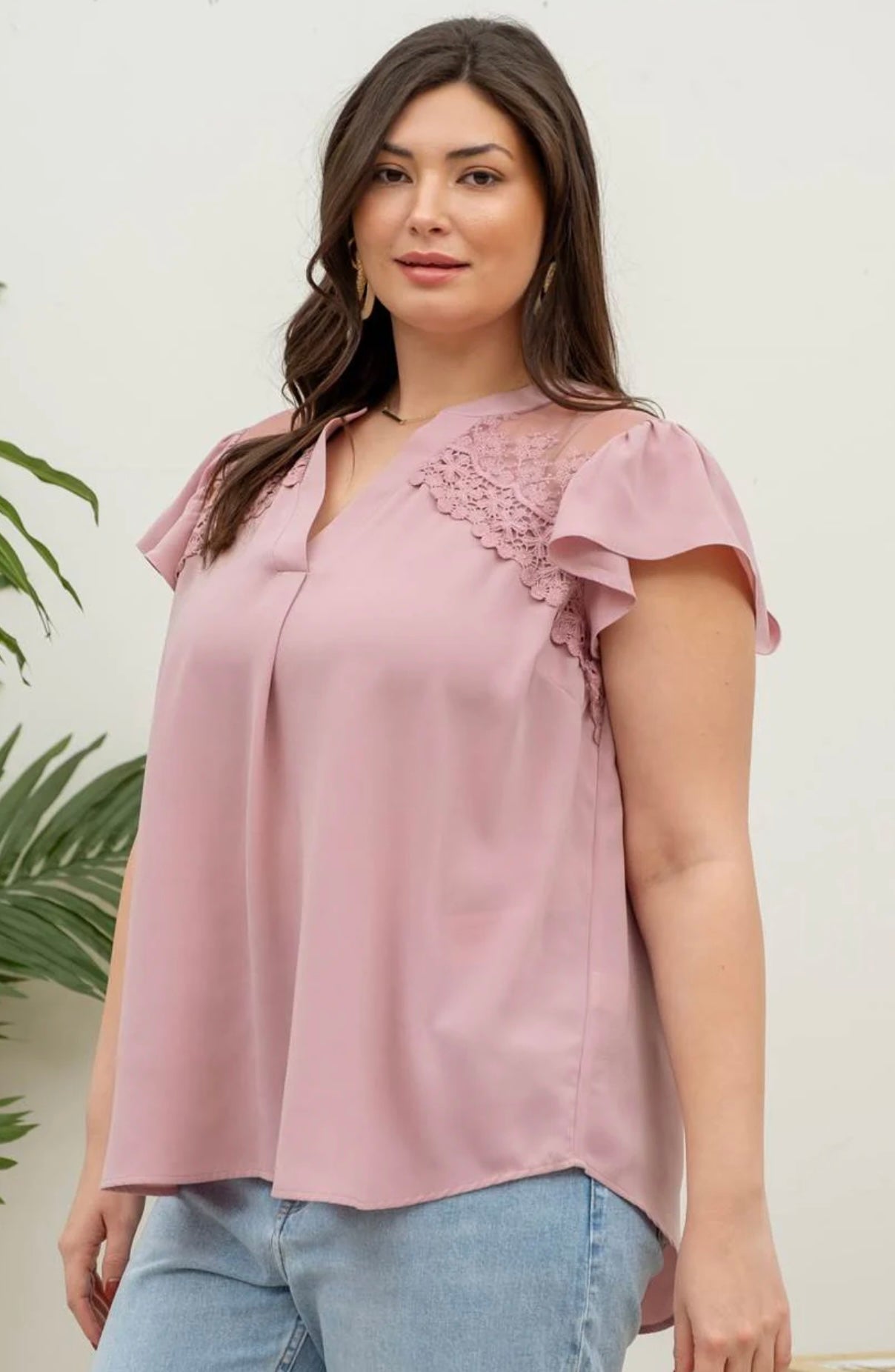 Short sleeve ruffle lace shirt