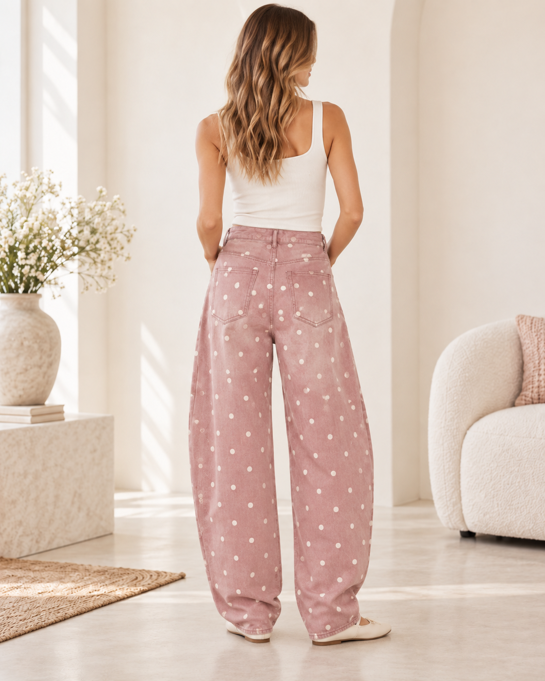 The Rosalie Dot Barrel Jeans