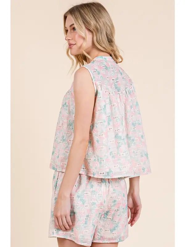 Pastel Printed Two-Piece Set