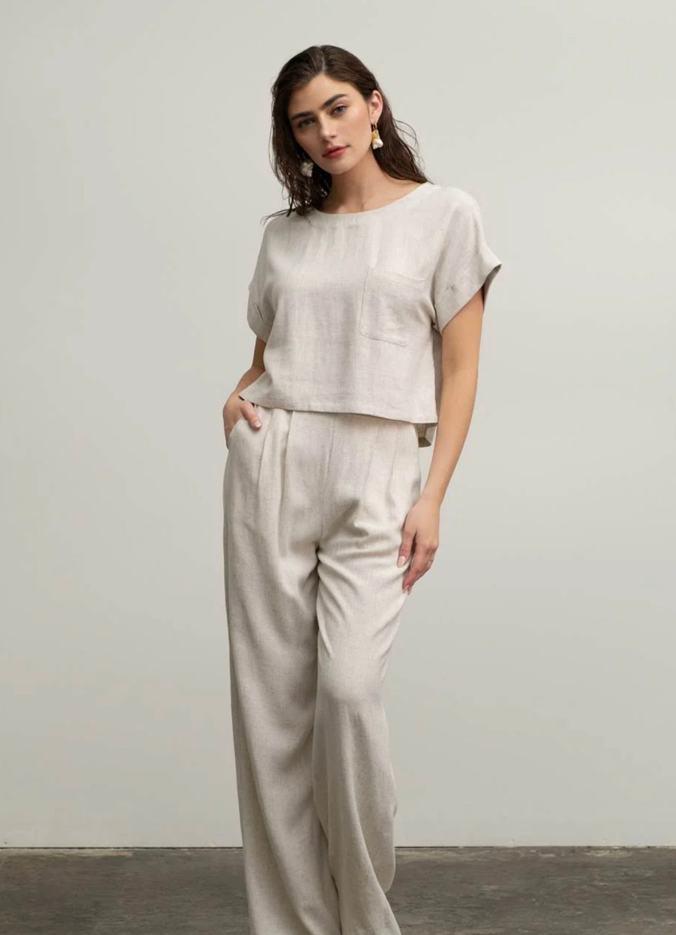 Linen pleaded pants BPep