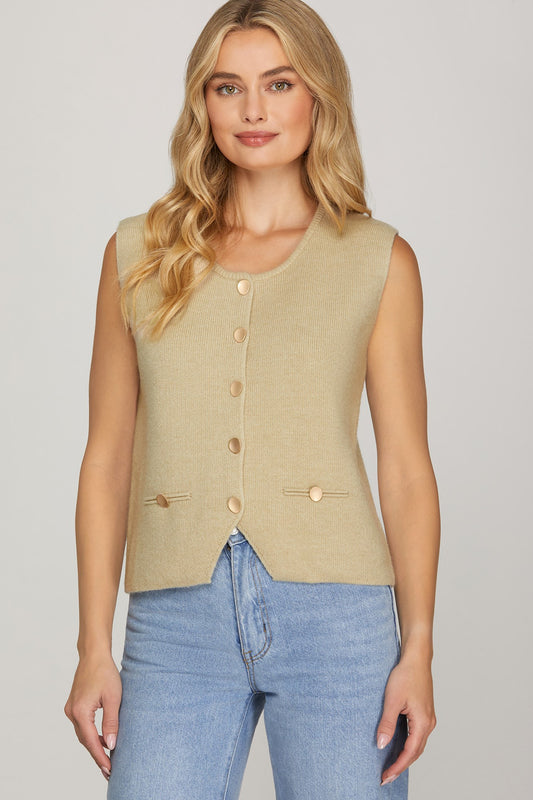 🤍 Cozy Chic Button-Front Sweater Vest