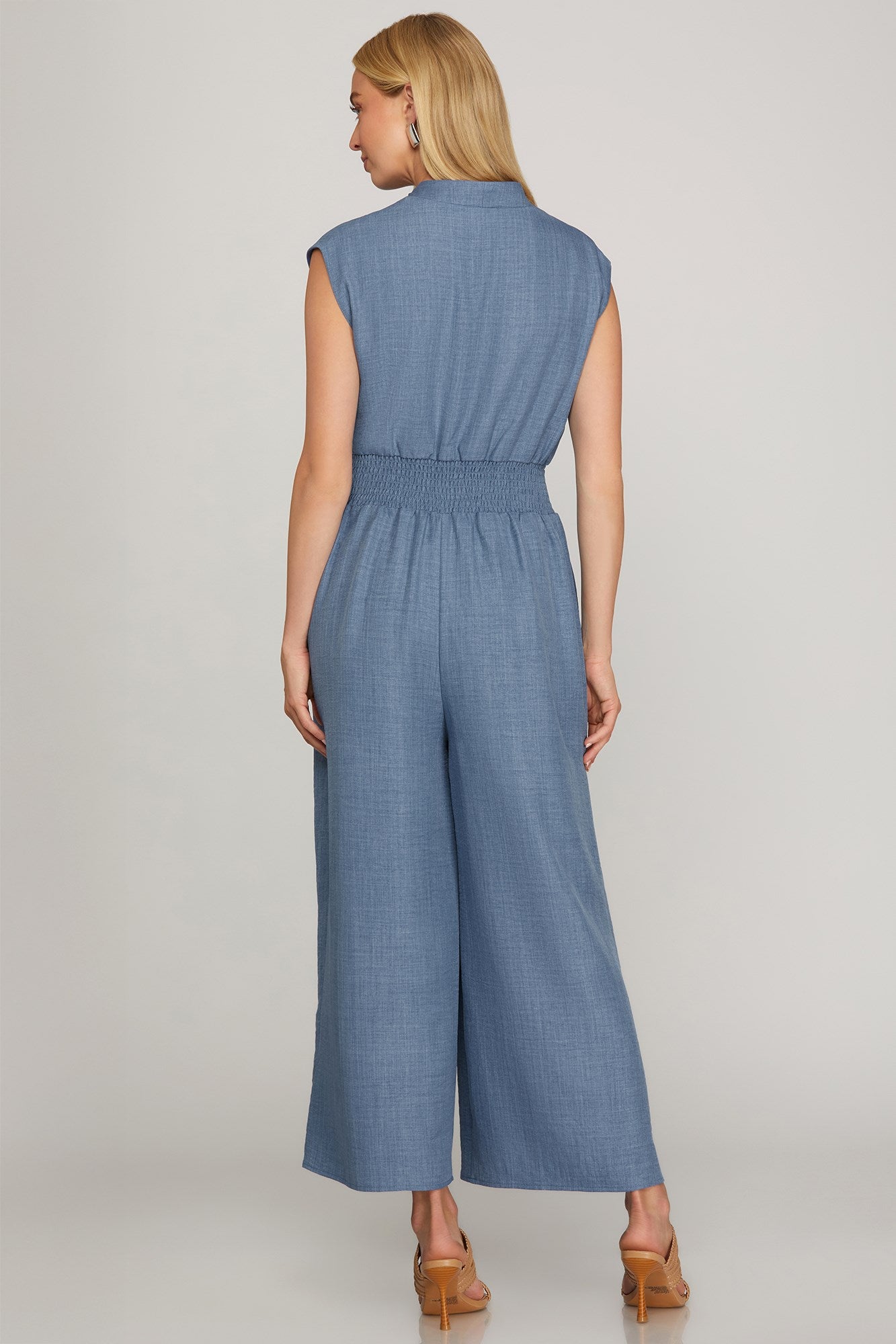 Bluebell Breeze Sleeveless Wide-Leg Jumpsuit