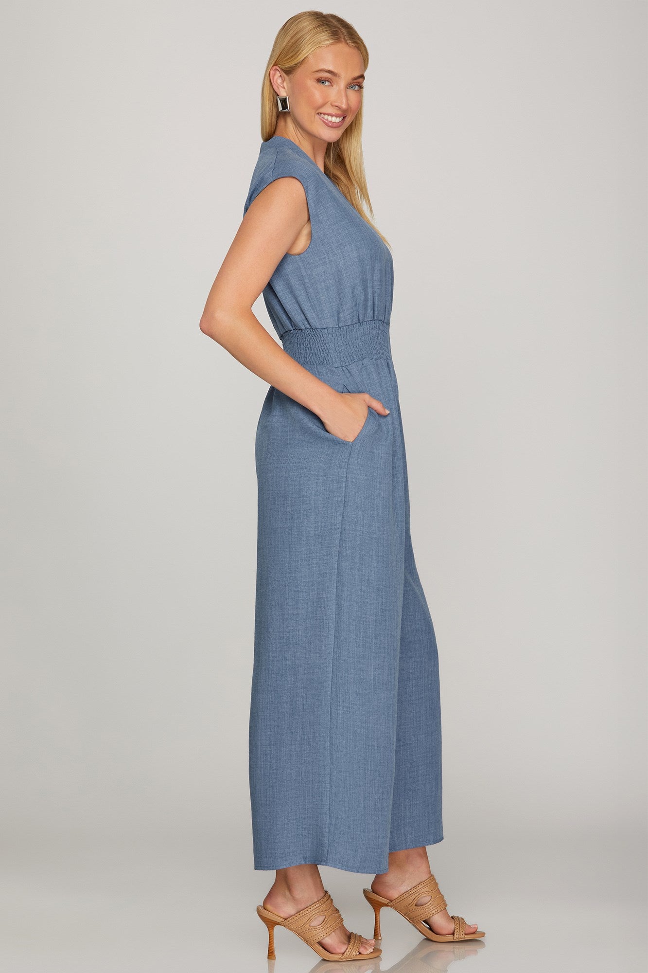 Bluebell Breeze Sleeveless Wide-Leg Jumpsuit