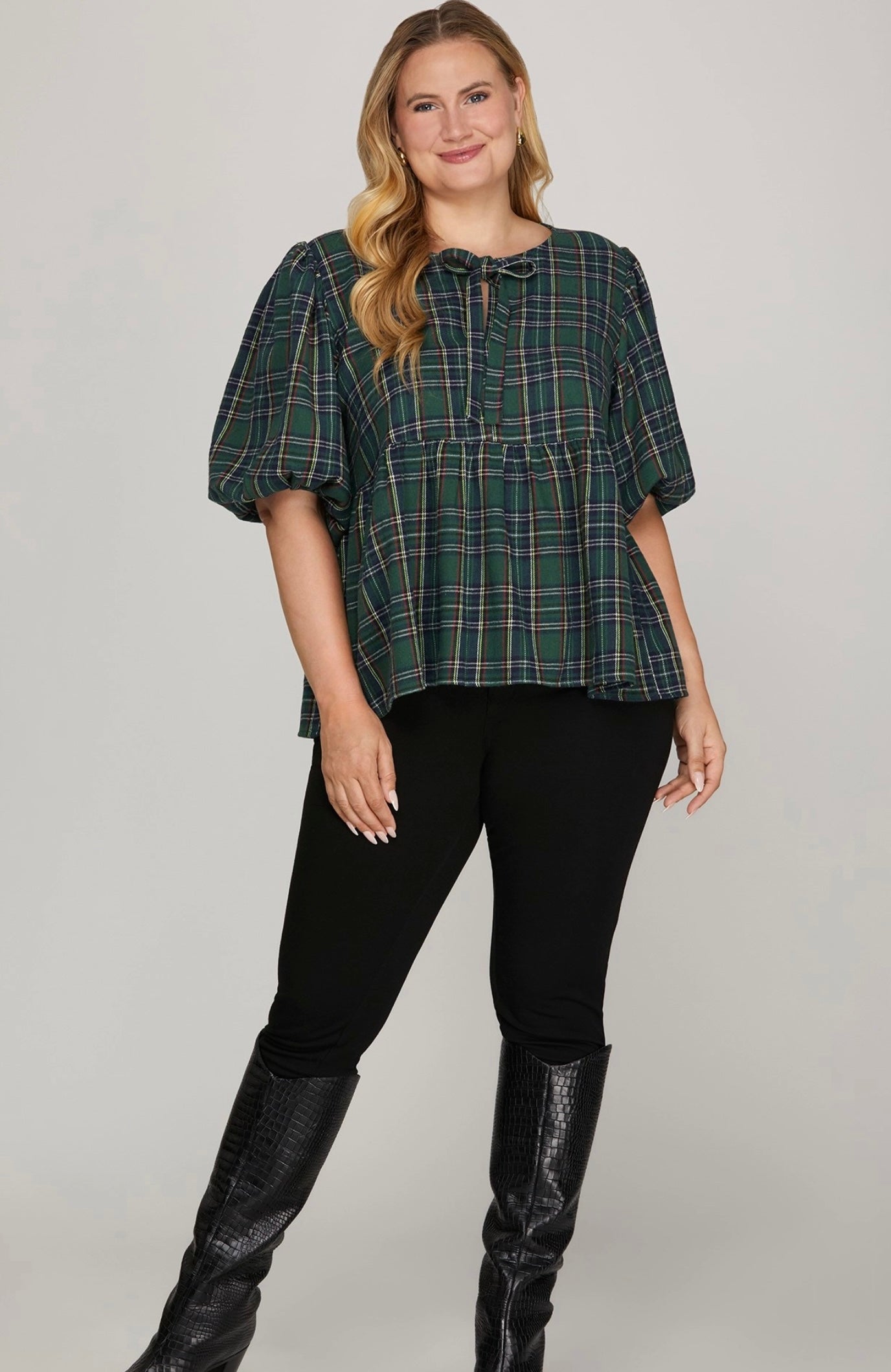 Highland Plaid Bow Top