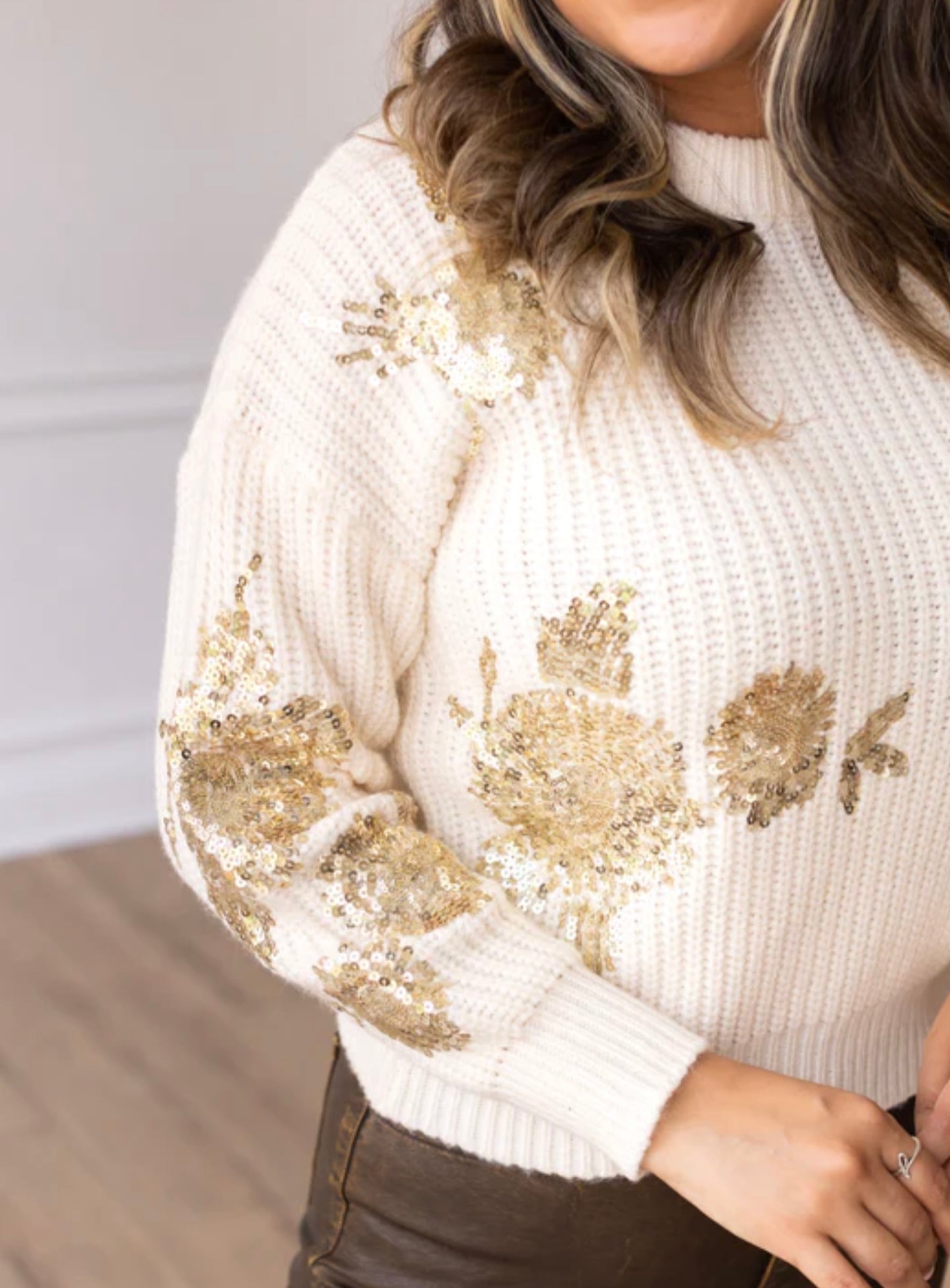 CHAMPAGNE GARDEN SWEATER IN IVORY