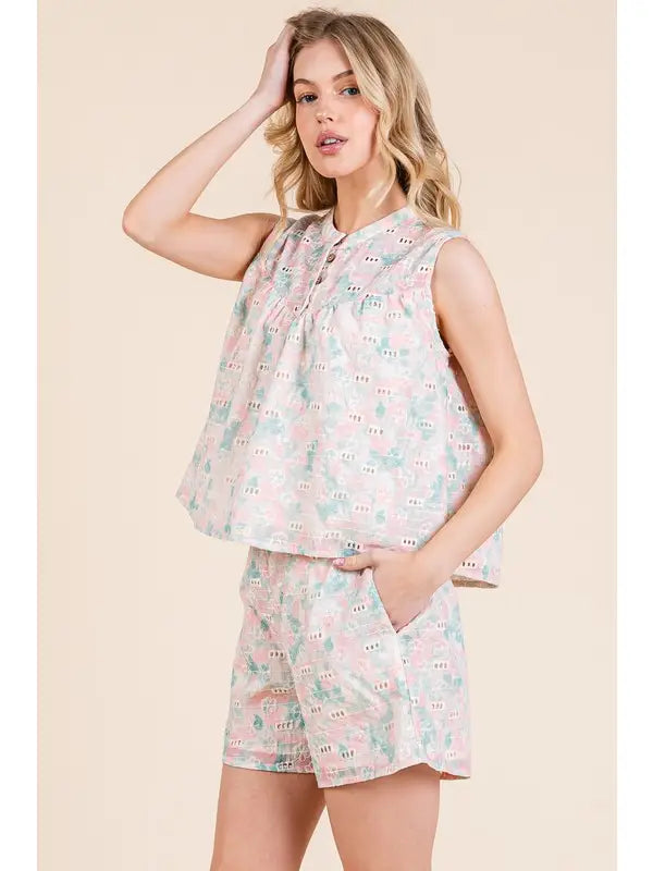 Pastel Printed Two-Piece Set