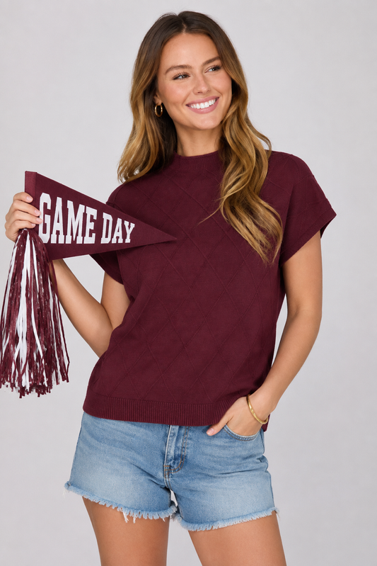 Victory Lane Textured Sweater Top