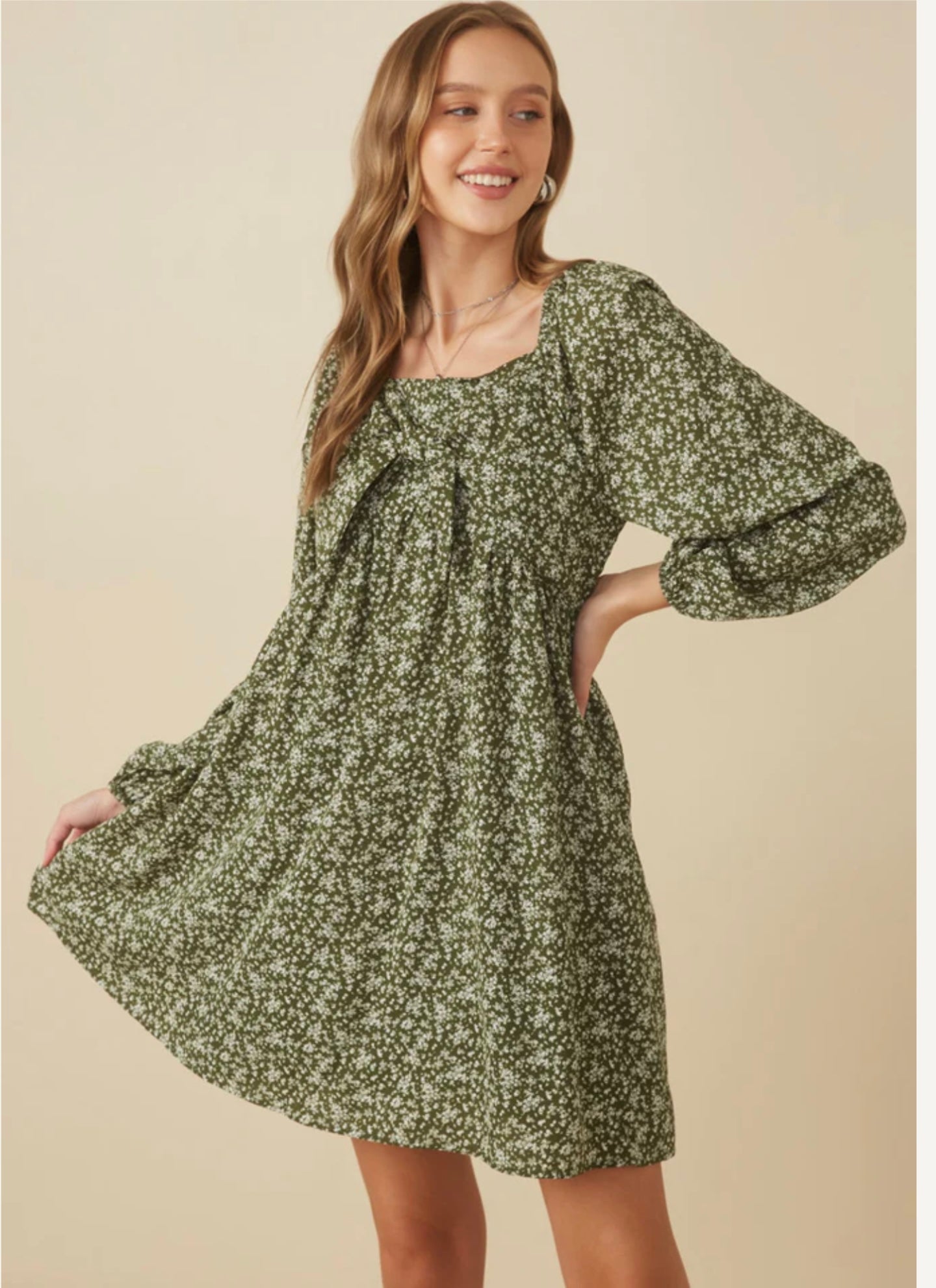 Olive pattern dress